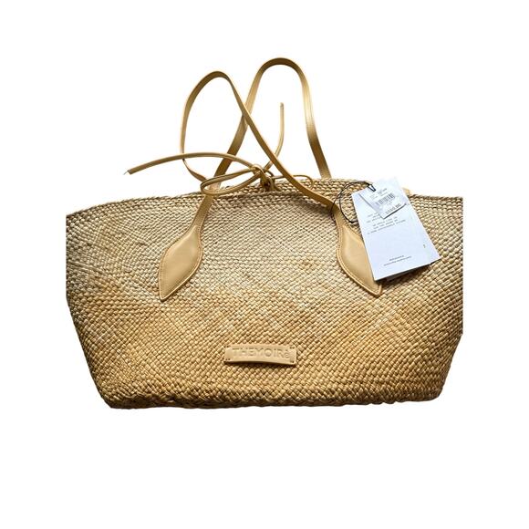 New with Tag Themoire Flor Woven Straw Degrade Tote, Leather Yellow/Gold‎ - Picture 5 of 6